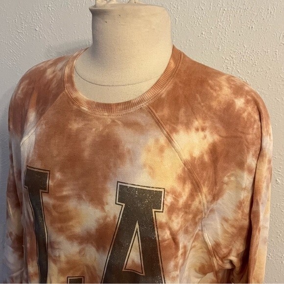 NWT Grayson Threads LA White & Orange Tie Dye Raglan Long Sleeve Pullover Size S - Picture 2 of 6